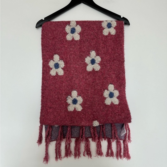 Urban Outfitters Pink Floral Fringe Scarf - Picture 1 of 5